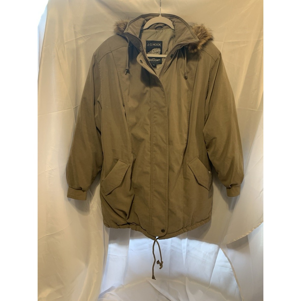 J.G. Hook‎ Parka Hooded Jacket Coat Down Filled Women's Size Large Vintage 80s
